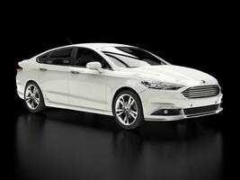 Clear white Ford Mondeo 2015 - 2018 model - beauty shot - 3D Illustration - on black reflective background photo