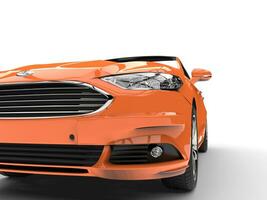 Rich orange Ford Mondeo 2015 - 2018 model - front view extreme closeup shot - 3D Illustration - on white background photo