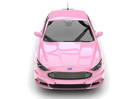 Gentle pink Ford Mondeo 2015 - 2018 model - front view top down view - 3D Illustration - on white background photo