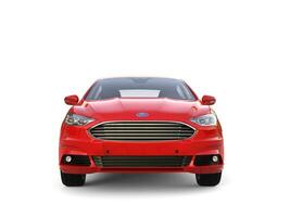 Fire red Ford Mondeo 2015 - 2018 model - front view - 3D Illustration - on white background photo