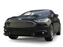 Black Ford Mondeo 2015 - 2018 model - front view closeup shot - 3D Illustration - on white background photo