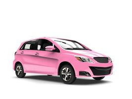 Modern small compact cars in fabulous pink color photo