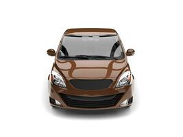 Light brown modern small compact car - front side view photo