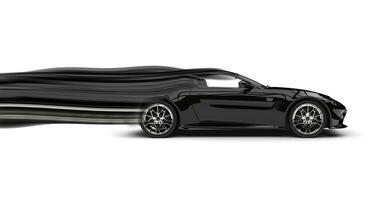 Illustration of a pitch black speeding modern luxury sports car photo