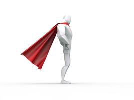Superhero guy with red cape - side view photo