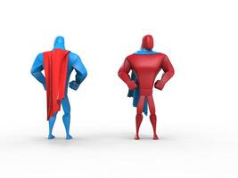 Blue and red superheroes - front and back view photo