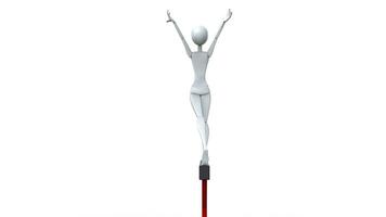 Gymnast on a balance beam - salute position - back view - 3D Illustration photo