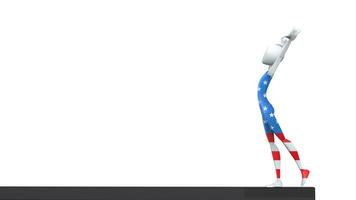 American girl gymnast - balance beam - 3D Illustration photo