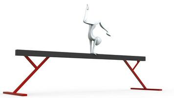 Gymnast performing handstand on balance beam - 3D Illustration photo