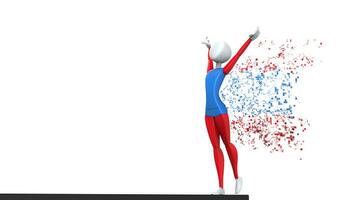 niña gimnasta - píxel polvo efecto - 3d ilustración foto