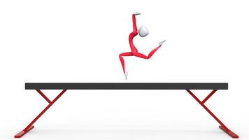 Gymnast performing arched jump - 3D Illustration photo