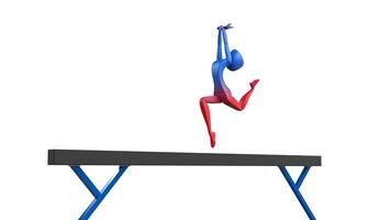 Ring jump element on a balance beam - 3D Illustration photo