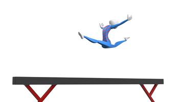 Split jump on a balance beam - 3D Illustration photo