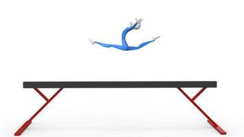 Split jump on a blance beam - girl gymnast - 3D Illustration photo