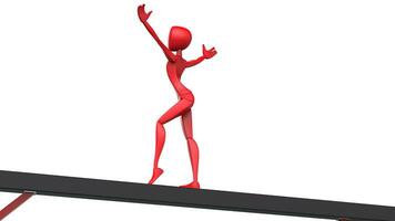 Red gymnast on balance beam - 3D Illustration photo