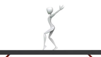 olímpico gimnasta en equilibrar haz - blanco personaje - 3d ilustración foto