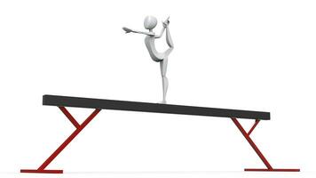 Balance beam gymnast - arabesque element - 3D Illustration photo