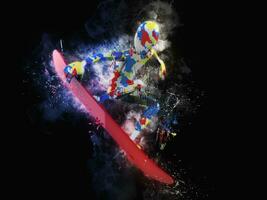 Snowboarder clolorful modern 3D illustration photo