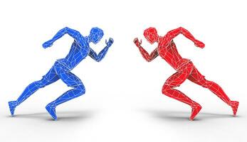 Red and blue running men photo