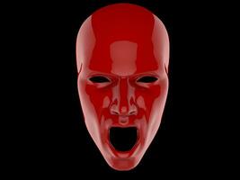 Red screaming computer generated face - isolated on black background photo