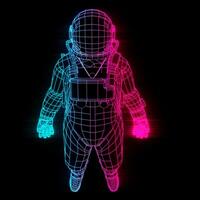 Neon synthwave style astronaut wireframe photo