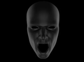 Black screaming computer generated face - isolated on black background photo