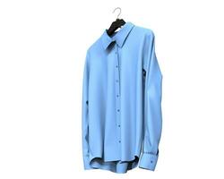 Bright blue long sleeve shirt isolated on white background. photo