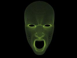 Uncanny screaming face - wireframe of a screaming face mask photo