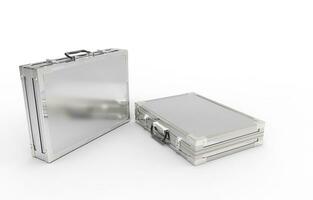 Silver Briefcases - isolated on white background photo