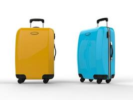 Yellow and cyan luggage suitcases photo