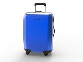 Metallic blue suitcase photo