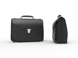 Two classic black leather briefcases photo