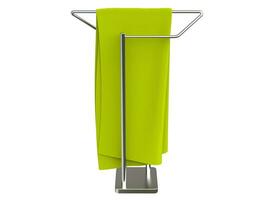 Green cloth hanging on a towel rack photo