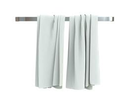 Two white towels on a towel rack photo