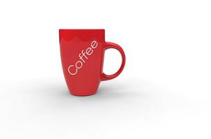 Red Coffee Mug With Label photo