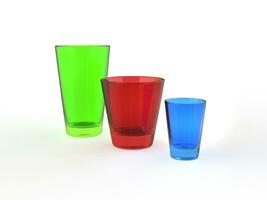 Colorful juice glasses - side view photo