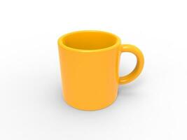 Bright sun yellow coffee mug - top down view - 3D Illustration photo