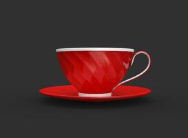 Red and white cup of  tea - side view photo