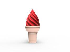 Red ice cream in small cone photo