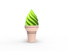 Green ice cream in small cone photo
