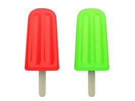 Tasty red and green ice creams - lime and strawberry photo