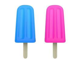 Blue and pink ice creams on a stick photo