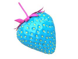 Funny blue straberry with pink stem and yellow dots photo