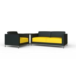 Black And Yellow Sofa And Armchair Set photo