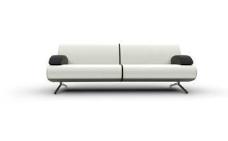 White Sofa With Black Armrests photo