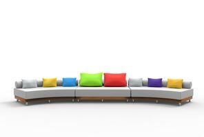 Big Sofa With Colorful Cushions photo