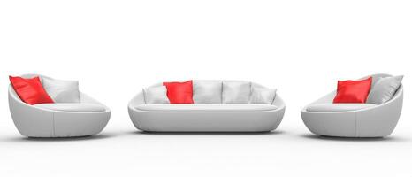 White Modern Minimalist Furniture Set 4 photo