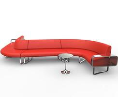 Red Curved Lounge Sofa photo