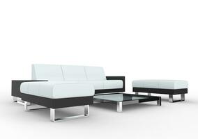 White Modern Living Room Seating Set photo