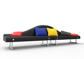 Black Sofa With Colorful Pillows photo